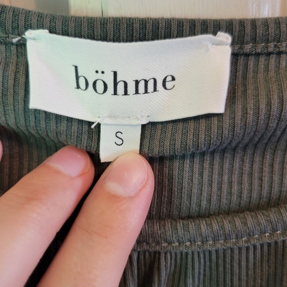 Böhme Forest Green Ruched Ribbed Blouse - Picture 6 of 7